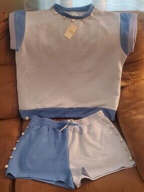 NWTs Simply Southern Pearl & Rhinestone 2pc Short Set Sz XXL
